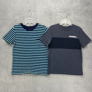 Crewcuts & Abercrombie Fitch T Shirt Everyday Boys‎ 11 12 Blue Striped Lot of 2